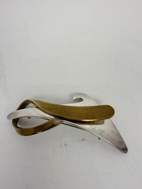 Vintage Mexico 2-Tone Silver/Brass ,925 Modernist Design Brooch Pin